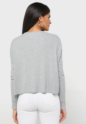Tops de punto con cuello redondo de Ralph Lauren para mujer en gris