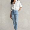 Vaqueros ajustados de tiro alto Ralph Lauren Callen para mujer de AZURE