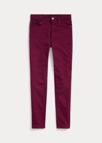 Vaqueros ajustados de tiro alto Ralph Lauren Tompkins para mujer en color burdeos