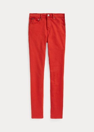 Vaqueros ajustados de tiro alto Ralph Lauren Tompkins para mujer en color rojo