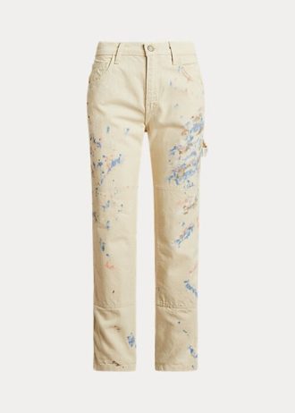 Vaqueros de carpintero Ralph Lauren color crema con efecto salpicado de pintura para mujer Vaqueros de carpintero Ralph Lauren color crema con efecto salpicado de pintura para mujer