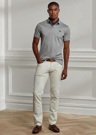 Vaqueros elásticos de corte ajustado Ralph Lauren blancos para hombre