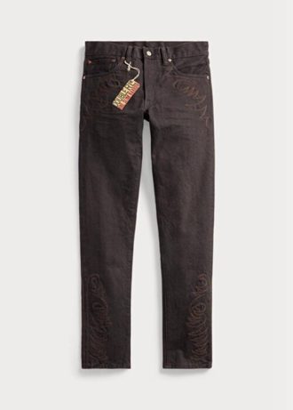 Vaqueros Ralph Lauren ajustados y estrechos con lavado de resina negra para hombre, color marrón