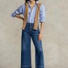 Vaqueros Ralph Lauren de corte ancho y corte cropped para mujer en color azul marino Vaqueros Ralph Lauren de corte ancho y corte cropped para mujer en color azul marino