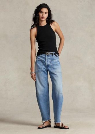 Vaqueros Ralph Lauren de tiro alto y corte cónico para mujer en azul