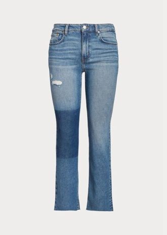 Vaqueros rectos de tiro alto y corte cropped de Ralph Lauren para mujer en color azul Vaqueros rectos de tiro alto y corte cropped de Ralph Lauren para mujer en color azul