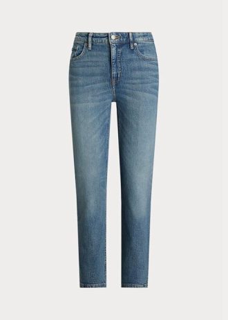 Vaqueros rectos de tiro alto y tobillo azul Ralph Lauren para mujer Vaqueros rectos de tiro alto y tobillo azul Ralph Lauren para mujer