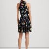 Vestido cruzado de georgette arrugado con flores multicolor de Ralph Lauren para mujer Vestido cruzado de georgette arrugado con flores multicolor de Ralph Lauren para mujer