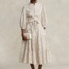 Vestido de algodón con capas y estampado floral de Ralph Lauren para mujer