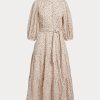 Vestido de algodón con capas y estampado floral de Ralph Lauren para mujer