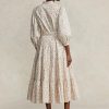 Vestido de algodón con capas y estampado floral de Ralph Lauren para mujer