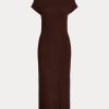 Vestido de cachemira con cuello recto de Ralph Lauren para mujer en color chocolate Vestido de cachemira con cuello recto de Ralph Lauren para mujer en color chocolate