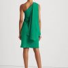 Vestido de cóctel Ralph Lauren de georgette verde con un solo hombro para mujer Vestido de cóctel Ralph Lauren de georgette verde con un solo hombro para mujer