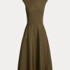 Vestido de día de algodón Ralph Lauren Omeria para mujer en color oliva Vestido de día de algodón Ralph Lauren Omeria para mujer en color oliva