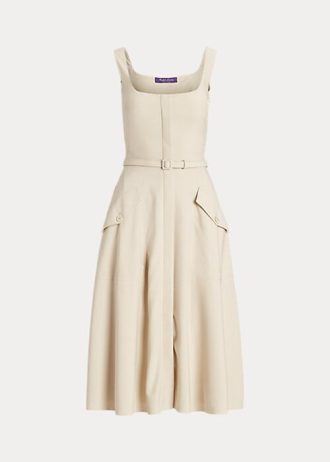 Vestido de día de gabardina de lana Semira de Ralph Lauren en beige para mujer