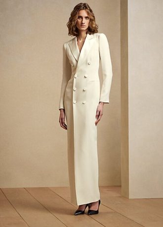 Vestido de esmoquin de seda Kristian de Ralph Lauren para mujer en color crema Vestido de esmoquin de seda Kristian de Ralph Lauren para mujer en color crema