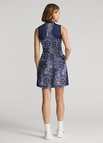 Vestido de jersey con paneles y estampado de bandana de Ralph Lauren para mujer en azul marino Vestido de jersey con paneles y estampado de bandana de Ralph Lauren para mujer en azul marino