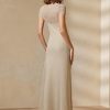 Vestido de noche de manga corta de malla Ralph Lauren en beige para mujer Vestido de noche de manga corta de malla Ralph Lauren en beige para mujer