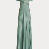 Vestido de noche plisado de jersey Merridan de Ralph Lauren para mujer, color verde Vestido de noche plisado de jersey Merridan de Ralph Lauren para mujer, color verde