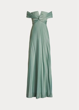 Vestido de noche plisado de jersey Merridan de Ralph Lauren para mujer, color verde Vestido de noche plisado de jersey Merridan de Ralph Lauren para mujer, color verde