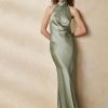Vestido de noche Ralph Lauren Chilton de satén lavado verde para mujer Vestido de noche Ralph Lauren Chilton de satén lavado verde para mujer