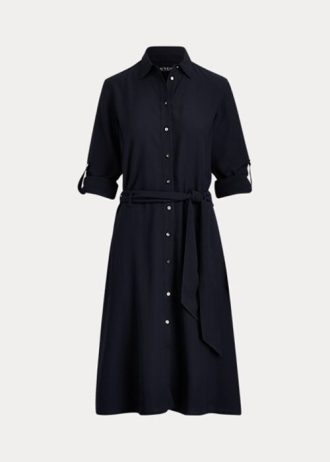 Vestido entallado y acampanado Ralph Lauren para mujer en color azul marino