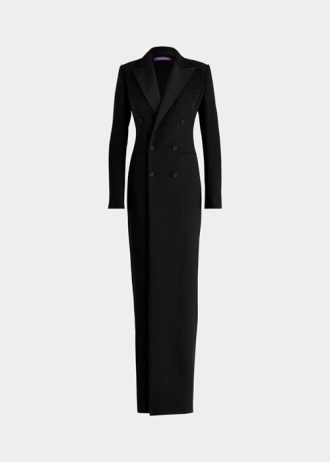 Vestido negro de seda cady Kristian de Ralph Lauren para mujer