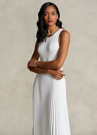 Vestido plisado blanco para mujer de la colección Spelman de Ralph Lauren