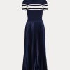 Vestido plisado híbrido Ralph Lauren para mujer en azul marino Vestido plisado híbrido Ralph Lauren para mujer en azul marino