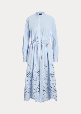 Vestido Ralph Lauren azul claro con bordado de ojales para mujer