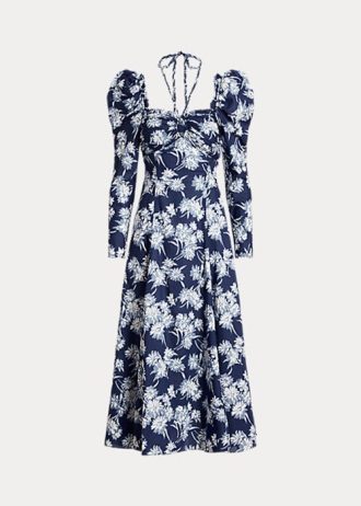 Vestido Ralph Lauren de algodón con estampado floral azul para mujer