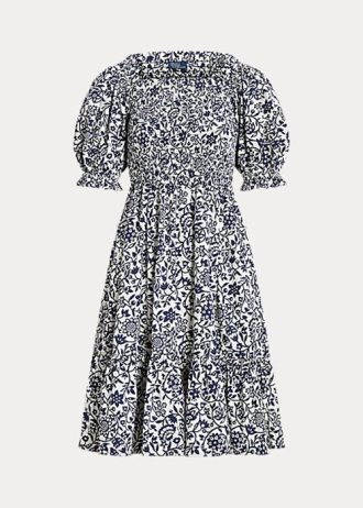 Vestido Ralph Lauren de algodón con mangas abullonadas y estampado floral para mujer