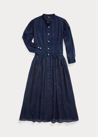 Vestido Ralph Lauren de gasa de algodón índigo para mujer, color azul marino