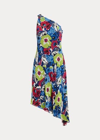 Vestido Ralph Lauren de georgette floral multicolor con un solo hombro para mujer