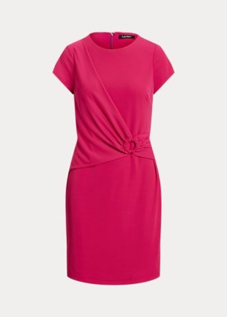 Vestido Ralph Lauren de manga corta en jersey elástico rosa para mujer