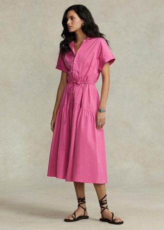 Vestido Ralph Lauren rosa con cordón para mujer