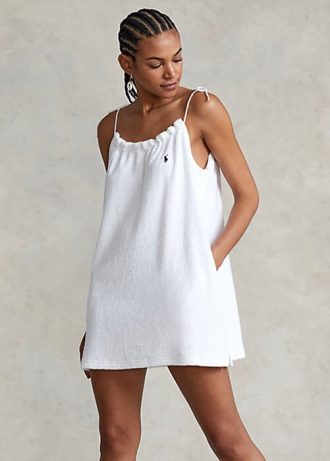 Vestido Ralph Lauren Terry con hombros descubiertos para mujer, color blanco