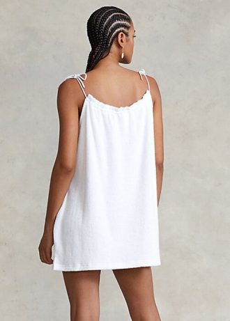 Vestido Ralph Lauren Terry con hombros descubiertos para mujer, color blanco