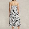 Vestido sin tirantes de lino floral Ralph Lauren para mujer, color negro y crema Vestido sin tirantes de lino floral Ralph Lauren para mujer, color negro y crema