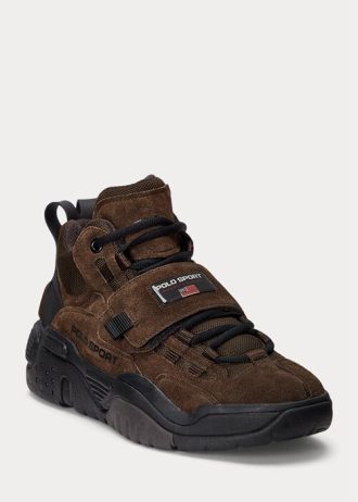 Zapatillas altas de ante Ralph Lauren PS100 para hombre en color chocolate