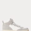 Zapatillas altas Ralph Lauren Court de piel y ante para hombre, color gris y blanco