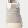 Zapatillas altas Ralph Lauren Court de piel y ante para hombre, color gris y blanco