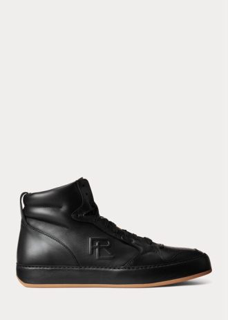 Zapatillas altas Ralph Lauren Jaemyn de piel de becerro negras para hombre