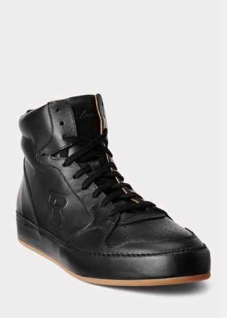 Zapatillas altas Ralph Lauren Jaemyn de piel de becerro negras para hombre