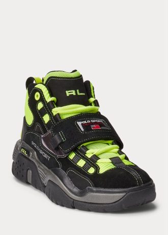 Zapatillas altas Ralph Lauren PS100 para hombre, color negro y amarillo