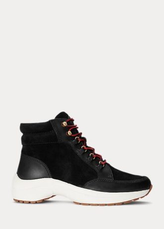 Zapatillas altas Ralph Lauren Rylee de ante y piel para mujer, color negro