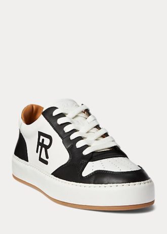 Zapatillas bajas con bloques de color Ralph Lauren Jinett para mujer, color negro y blanco