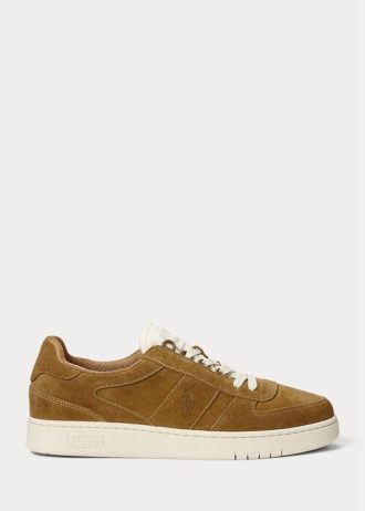 Zapatillas bajas de ante Ralph Lauren Court para hombre en color marrón