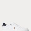 Zapatillas bajas de cuero Ralph Lauren Court para hombre, color blanco y azul marino Zapatillas bajas de cuero Ralph Lauren Court para hombre, color blanco y azul marino