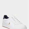 Zapatillas bajas de cuero Ralph Lauren Court para hombre, color blanco y azul marino Zapatillas bajas de cuero Ralph Lauren Court para hombre, color blanco y azul marino